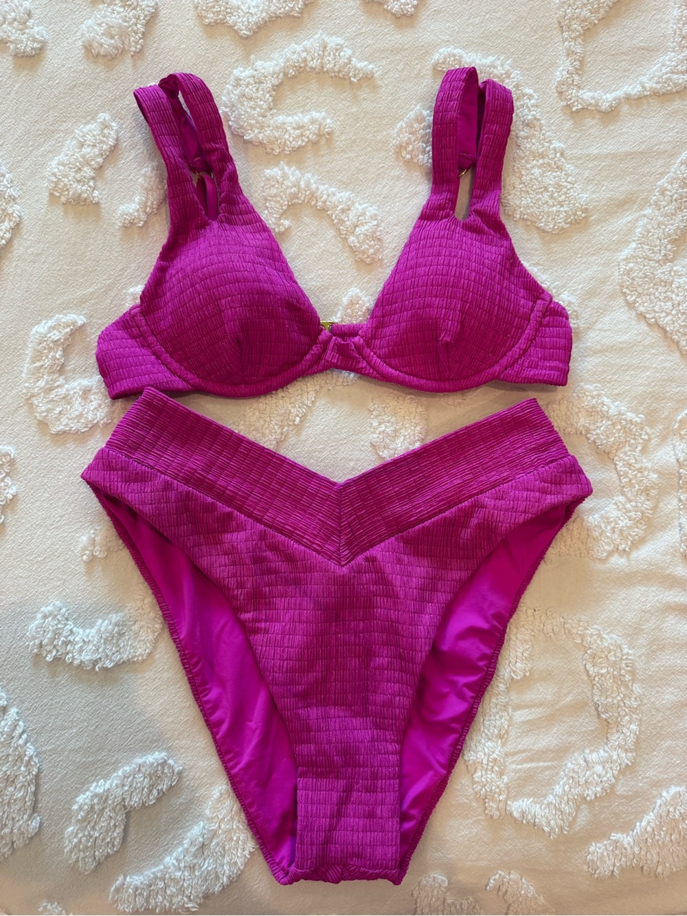 BECCA Fuchsia Textured Two-Piece Bikini